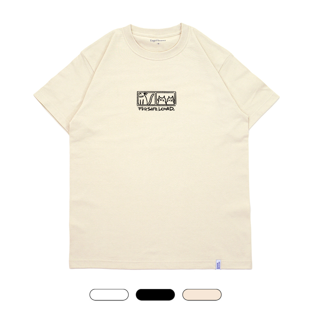 新品　KISHIMEN LOGO TOP / Beige 一般社団法人 猫と紡ぐ 】 Logo Tシャツ – EAGER BEAVER